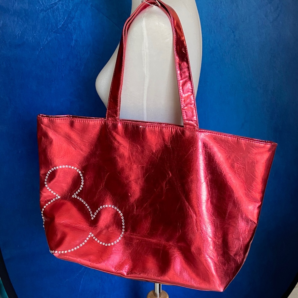 Disney Parks Mickey Mouse Metallic Tote With Rhinestones